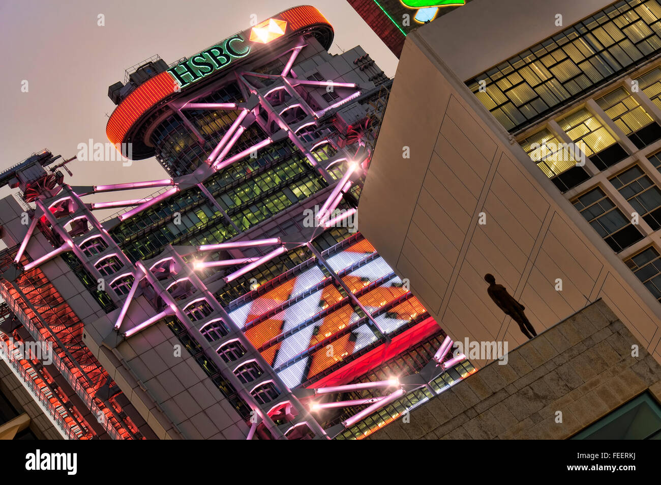 Antony Gormley sculptures in central, Hong Kong, China. Stock Photo