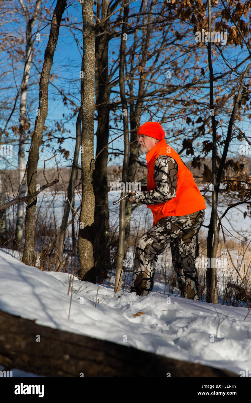 Late season Wisconsin hunter Stock Photo