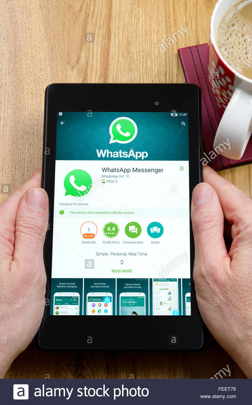Whatsapp Messenger Instant Messaging App On An Android Tablet Pc Stock Photo Alamy