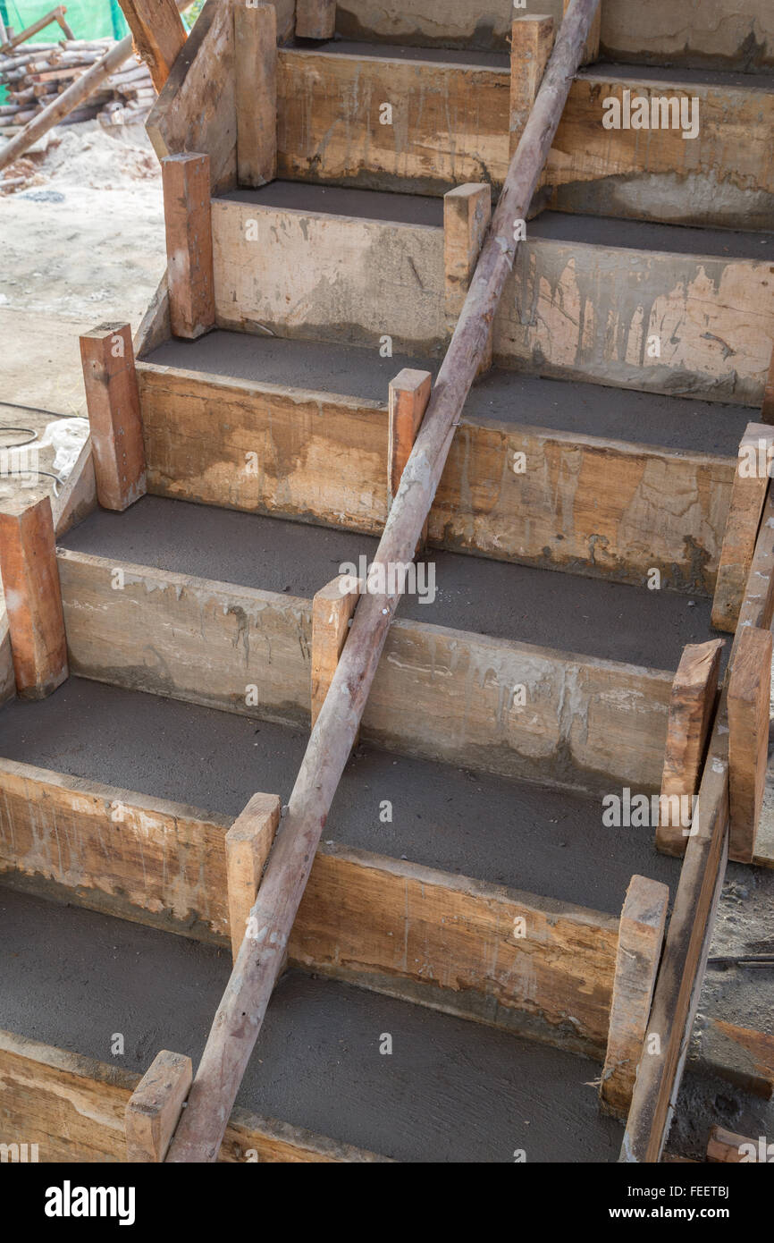staircase cement concrete structure in residential house building at