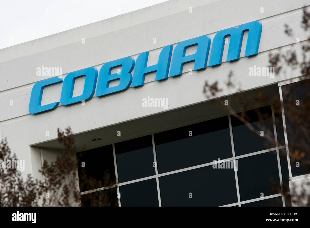 A logo sign outside of a facility occupied by Cobham in San Jose