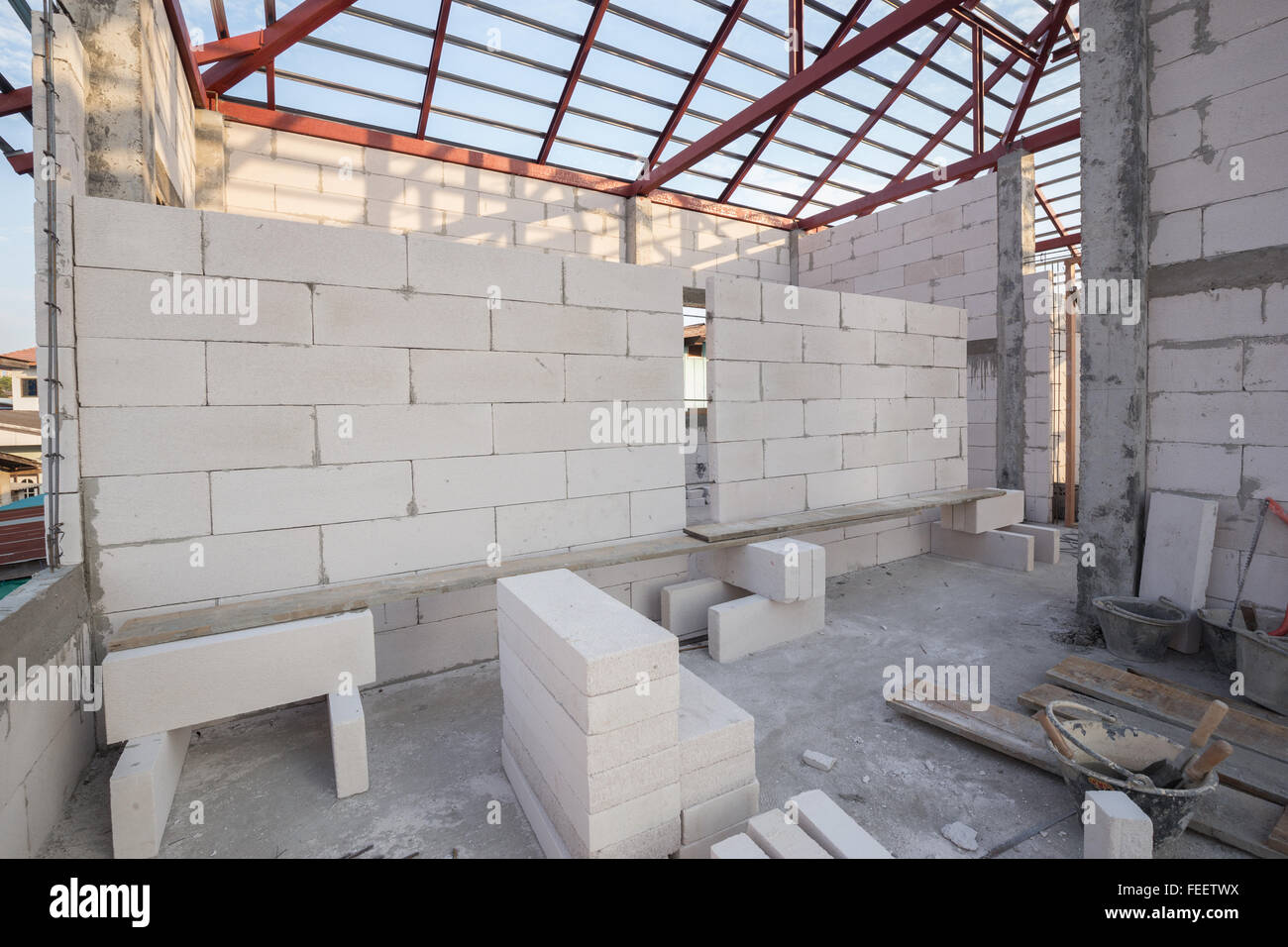 white Lightweight Concrete block, Foamed concrete block, raw material
