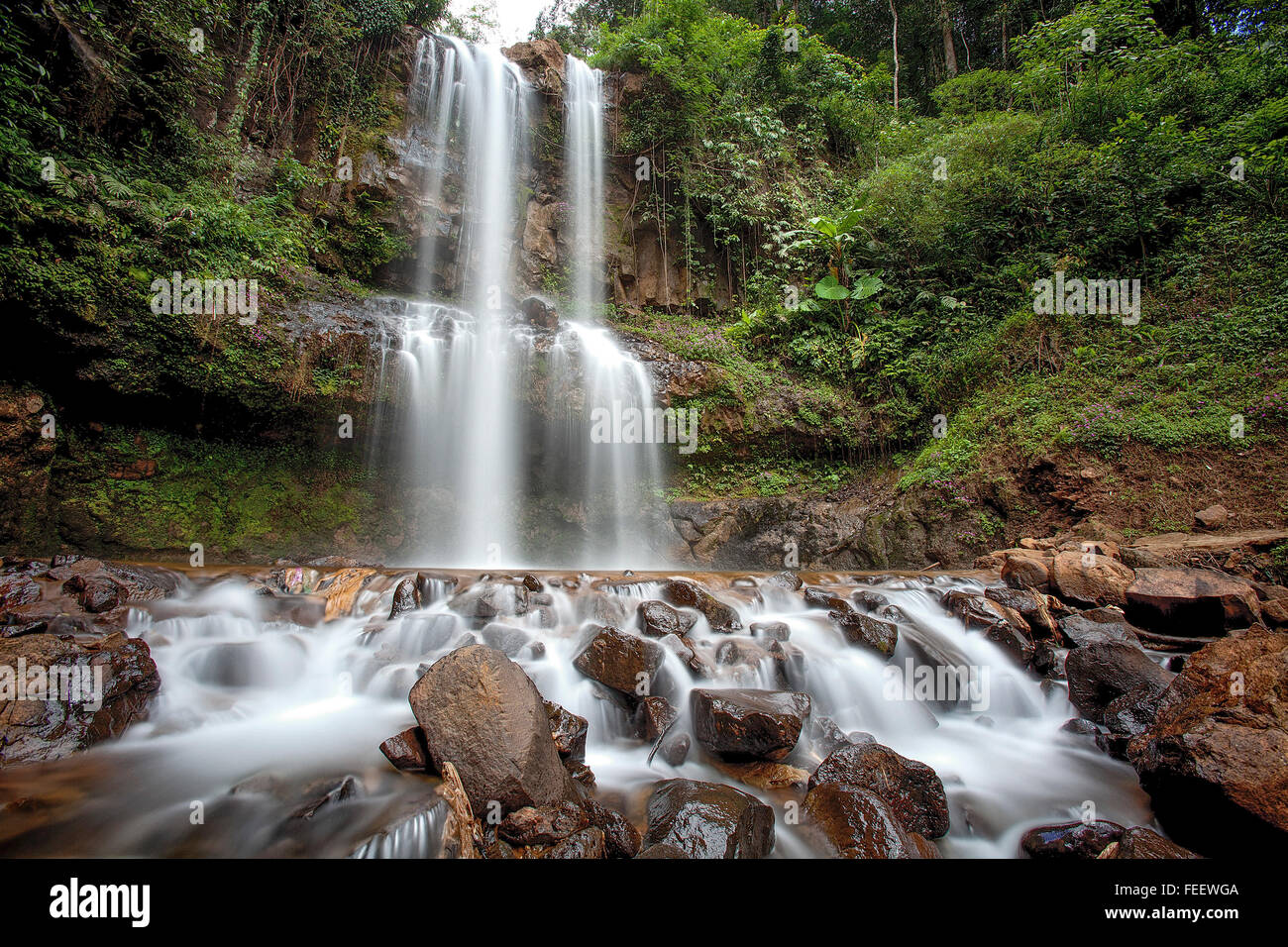 Damri Waterfall near Da Lat city in Vietnam. Stock Photo