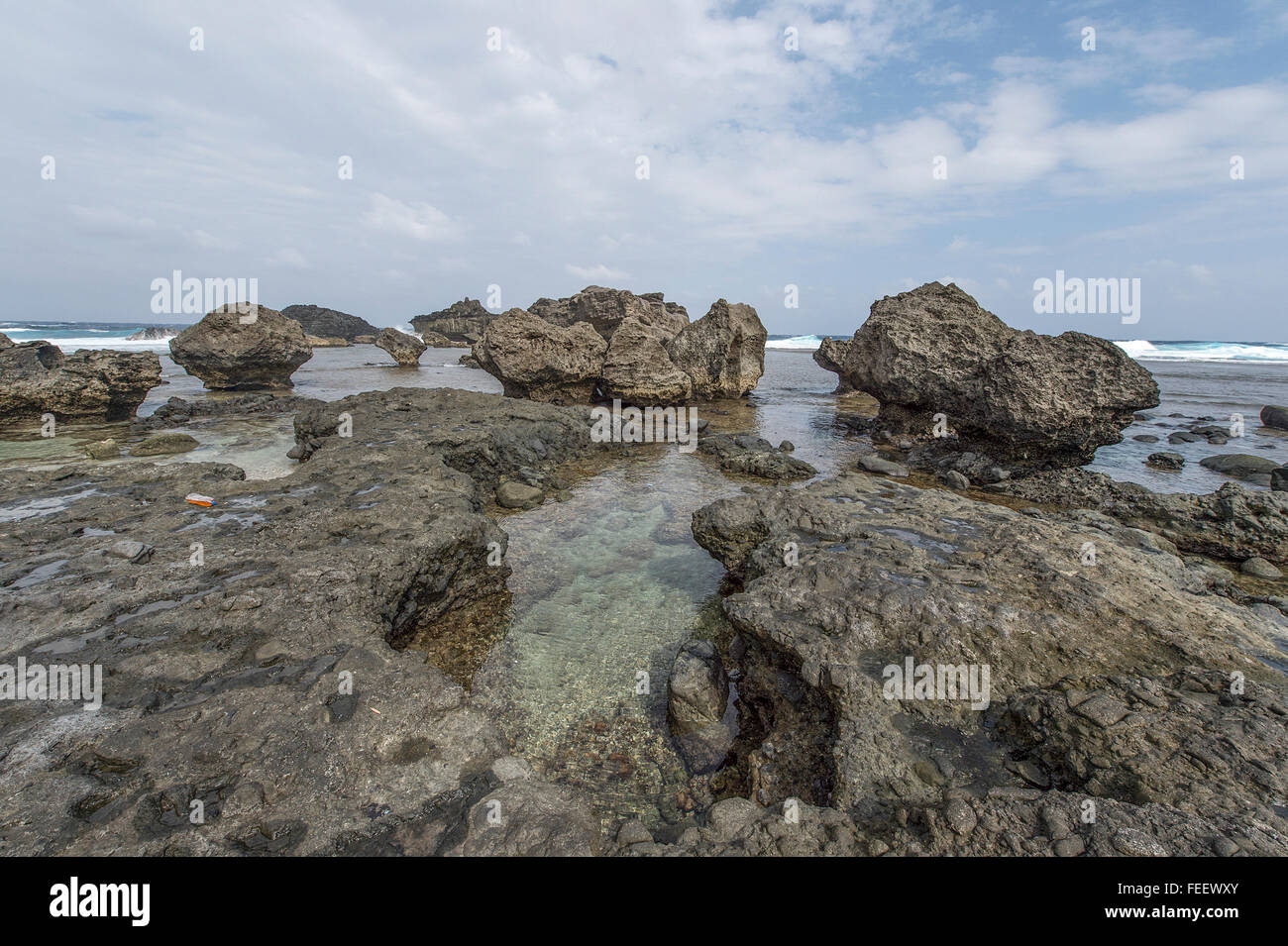 The beauty of rock formation and ocean at Alapad or Alepad Point in