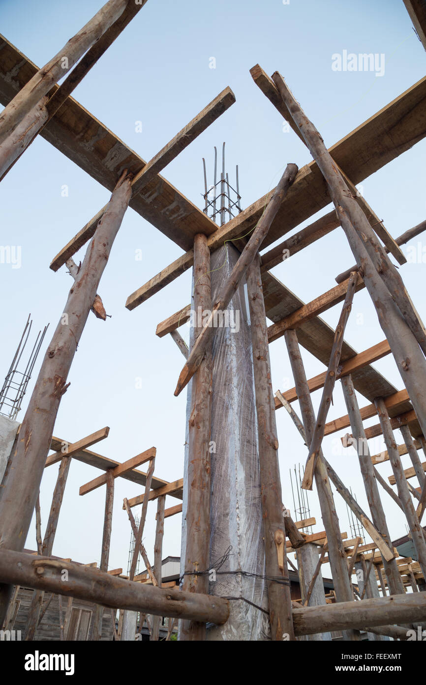 Concrete pillar construction at the construction site Stock Photo Alamy