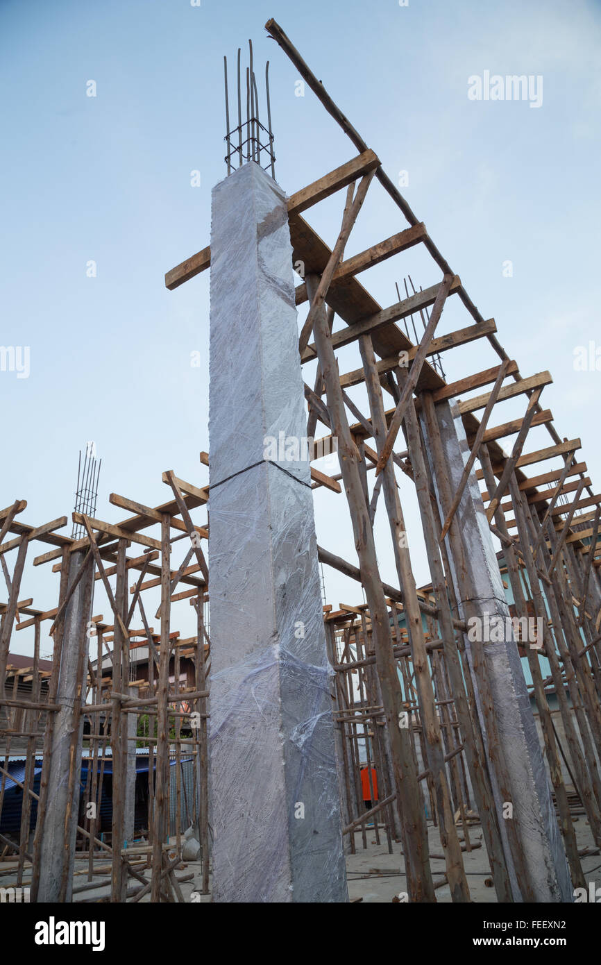 Concrete pillar construction at the construction site Stock Photo Alamy