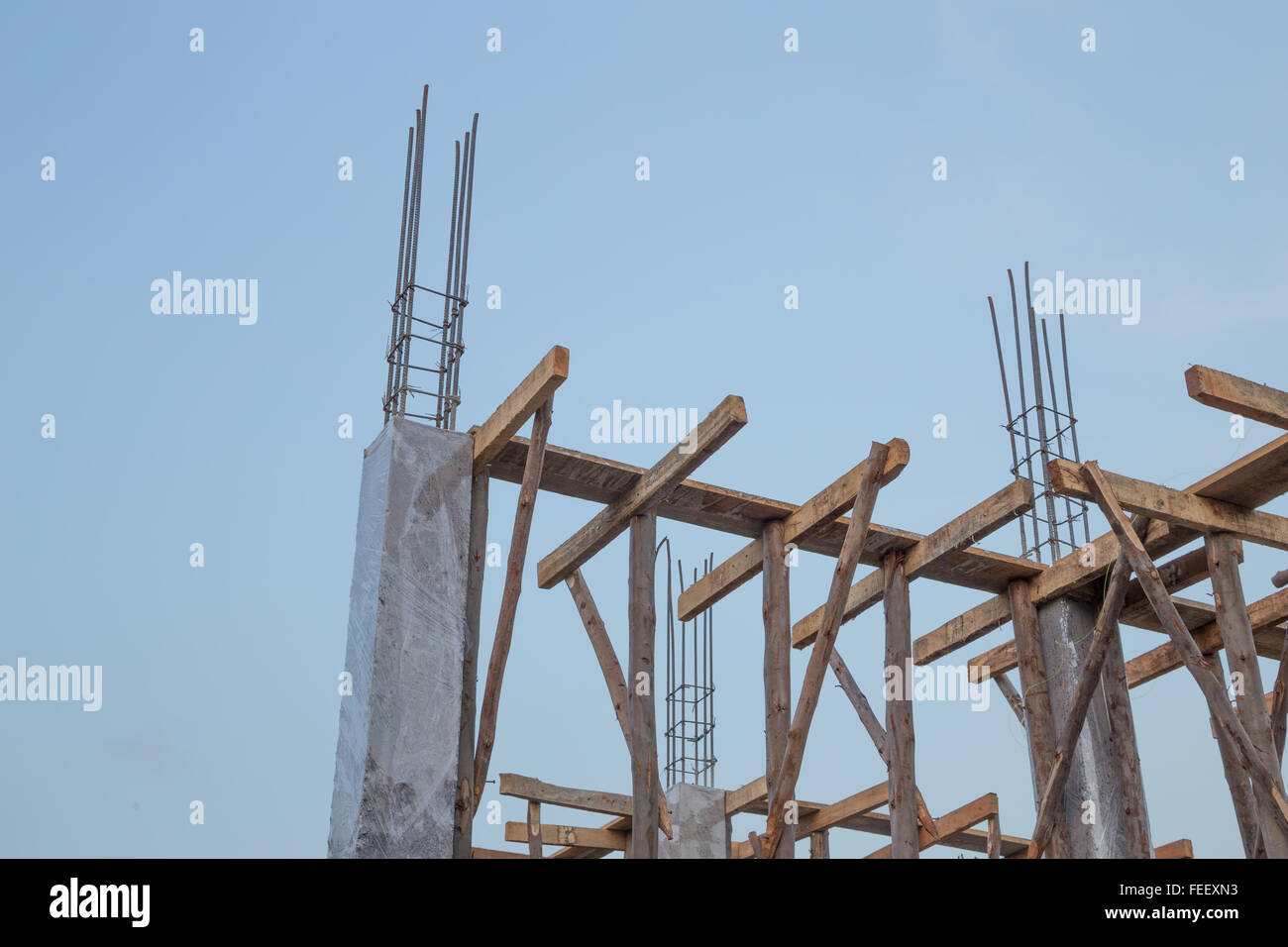 Reinforced concrete pillar rebar hires stock photography and images