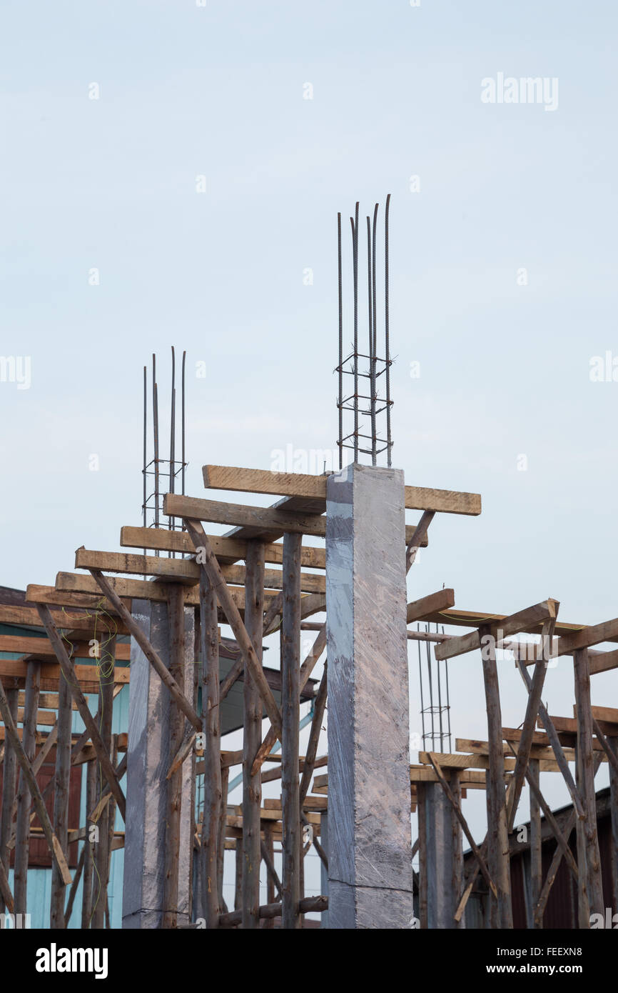 Concrete pillar construction at the construction site Stock Photo Alamy