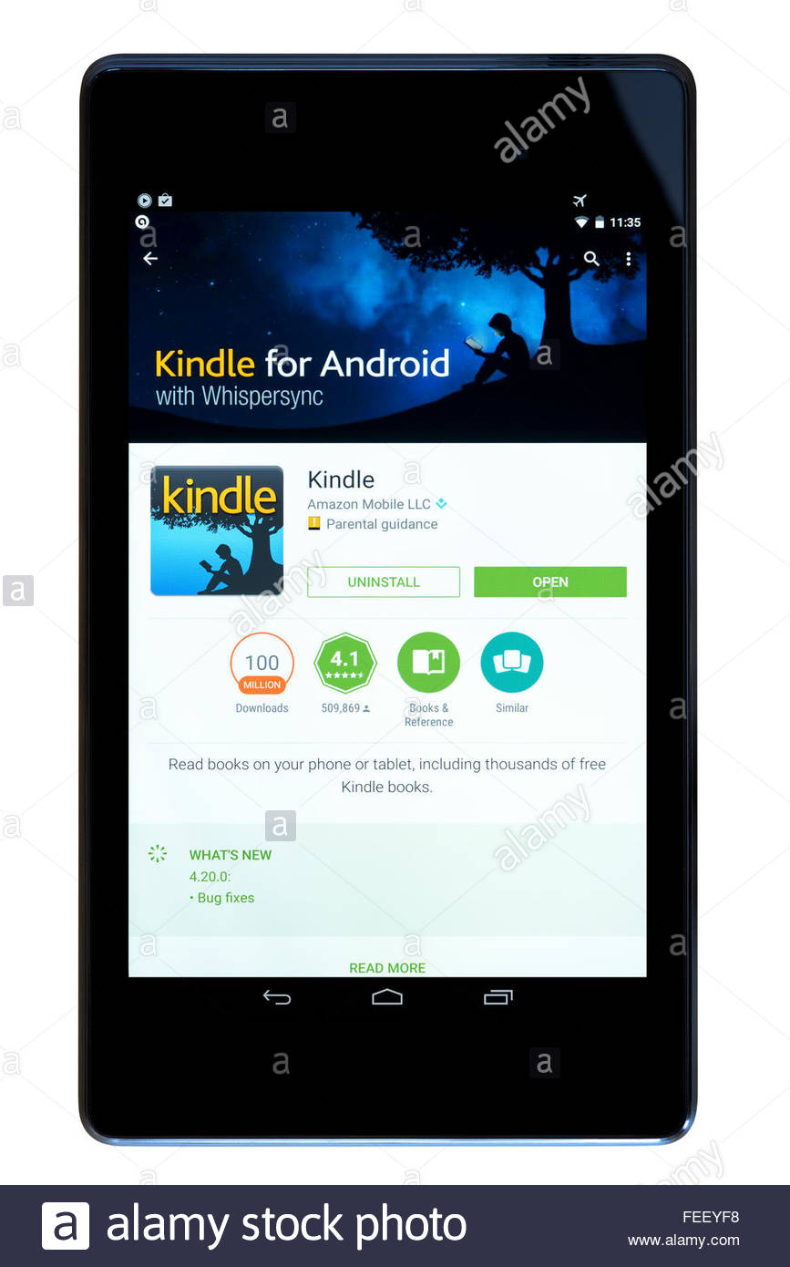Amazon Kindle E Reader App On An Android Tablet Pc Dorset England Stock Photo Alamy