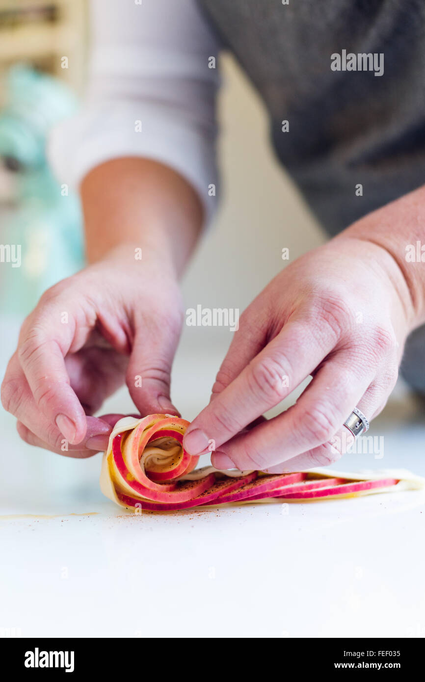 close  up of a woman baking Stock Photo