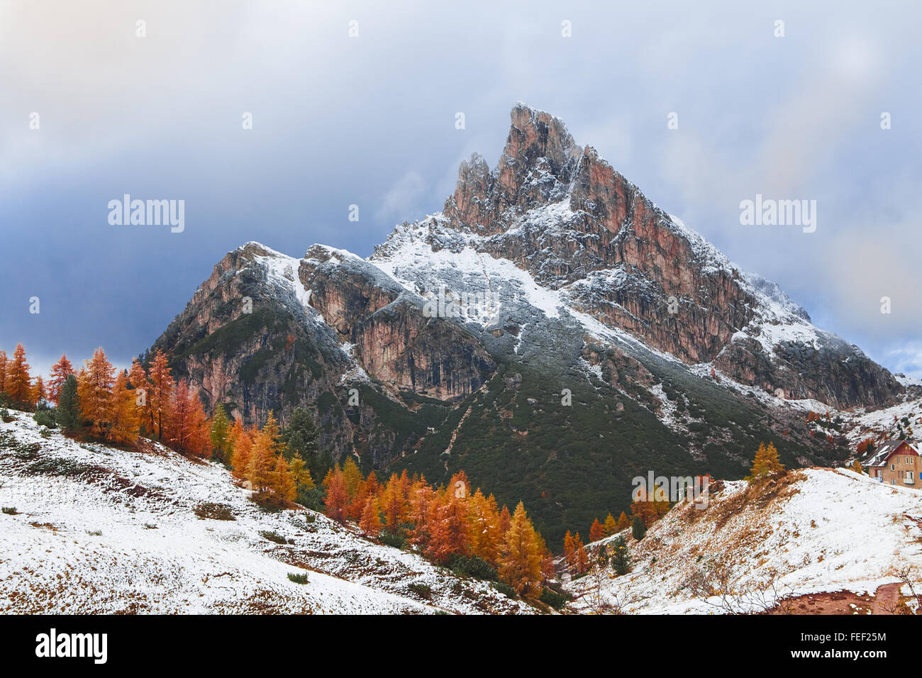 Mount Sass de Stria, Falzarego path, Dolomites Stock Photo