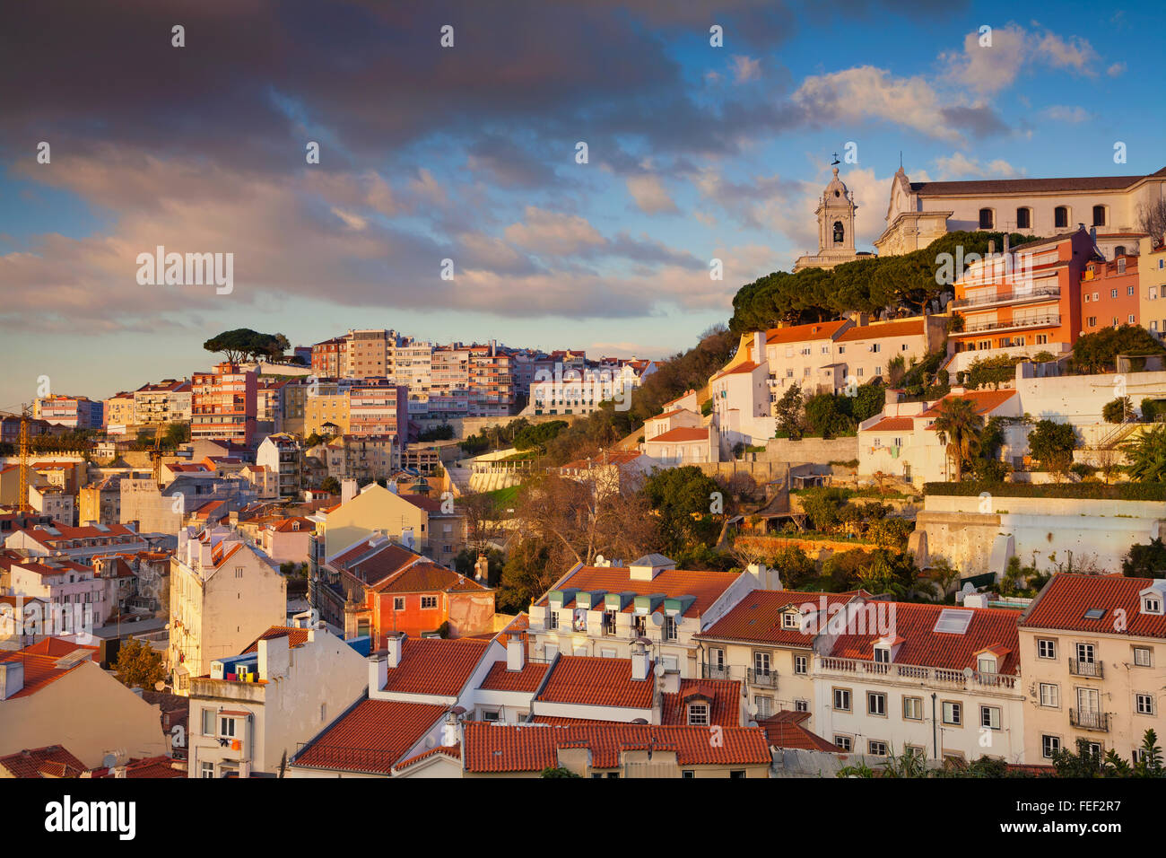 Lisbon. Image of Lisbon, Portugal during golden hour. Stock Photo