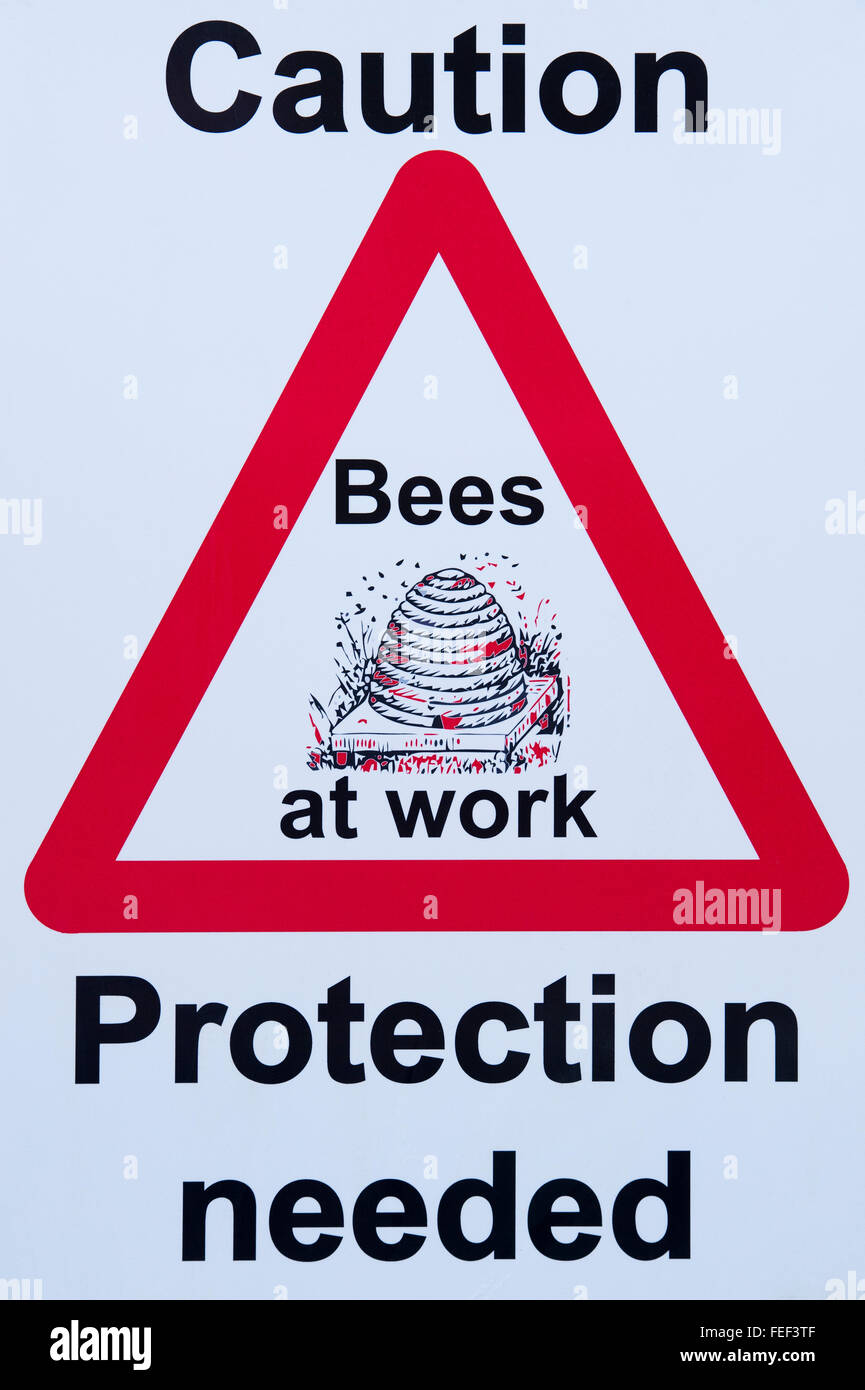 Warning sign bee hives hires stock photography and images Alamy