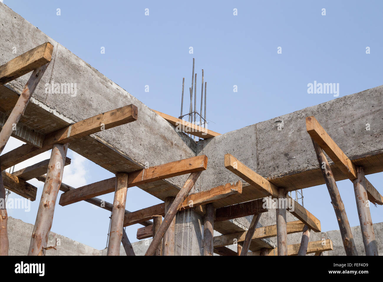 pillar and beam being constructed at the construction site Stock Photo