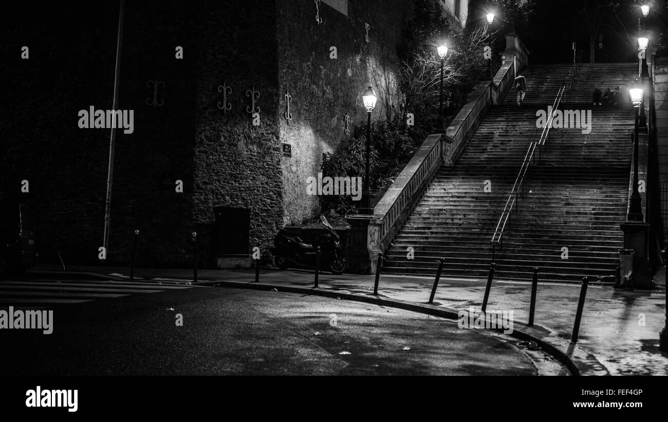 Parisan street dark ambiance Stock Photo