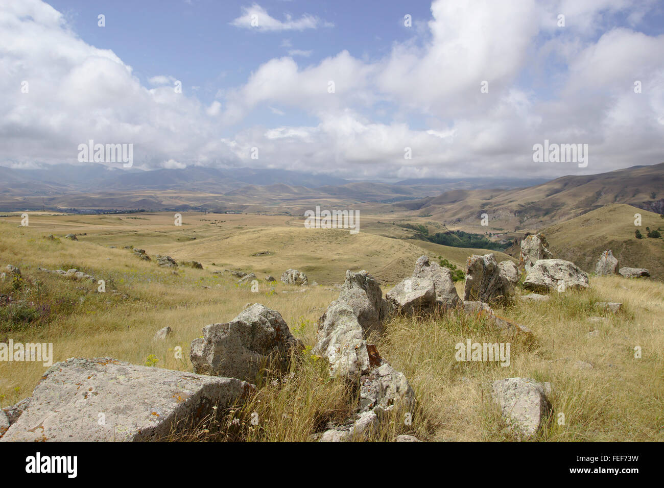 Zorats Karer stone circle near Sisian in Armenia Stock Photo