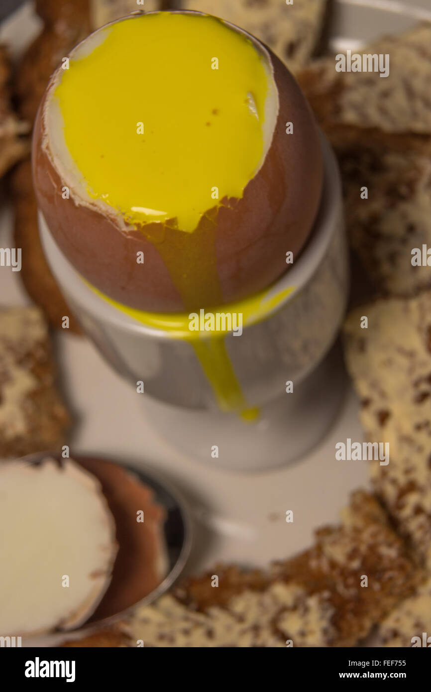 Boiled egg breakfast with toast soldiers Stock Photo Alamy