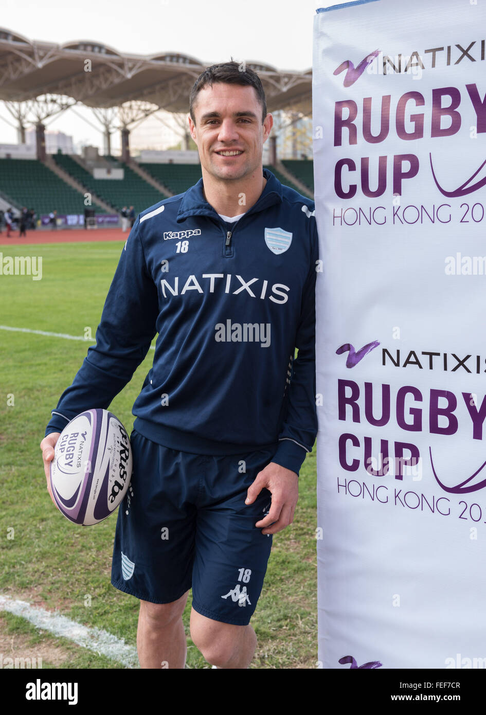Feb. 5, 2016 - Hong Kong, Hong Kong S.A.R, China - Official captains photo ahead of the upcoming match between New Zealand's Super League team, The Highlanders and French team, Racing 92. Kiwi DAN CARTER from French team Racing 92 (Credit Image: © Jayne Russell via ZUMA Wire) Stock Photo