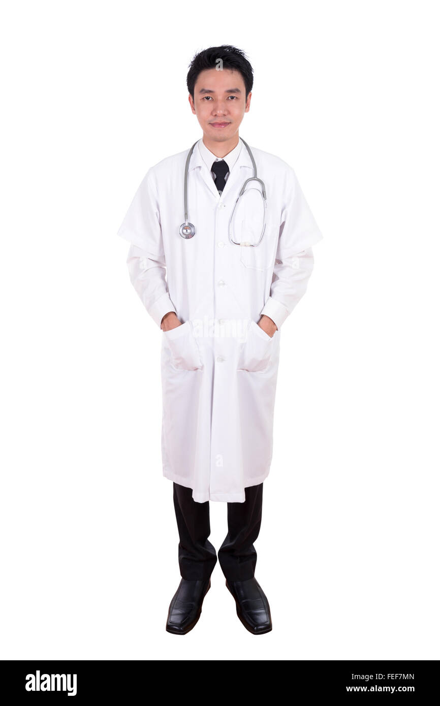 male doctor, full length isolated on white background. Stock Photo