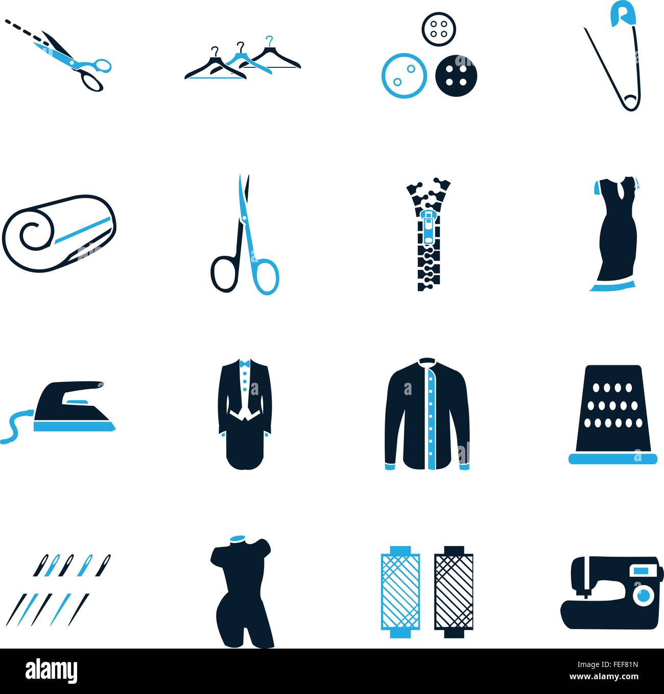 Tailoring icons set Stock Vector