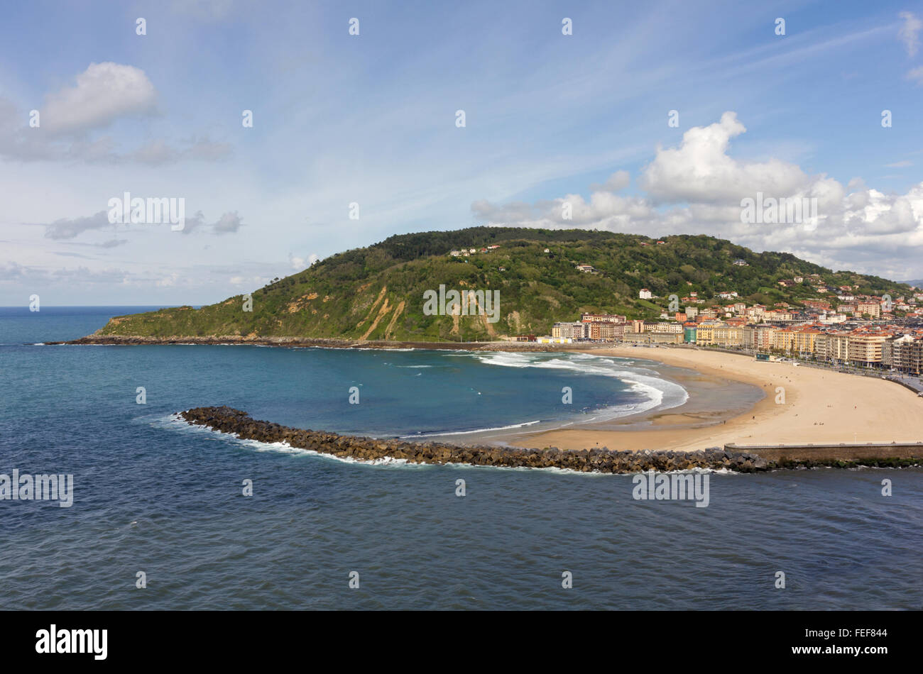 Playa Zurriola, Zurriola beach, Bay of Biscay, San Sebastian as seen