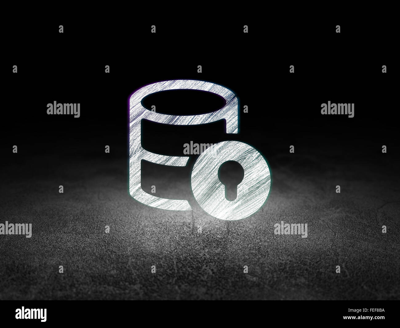 Software concept: Database With Lock in grunge dark room Stock Photo ...