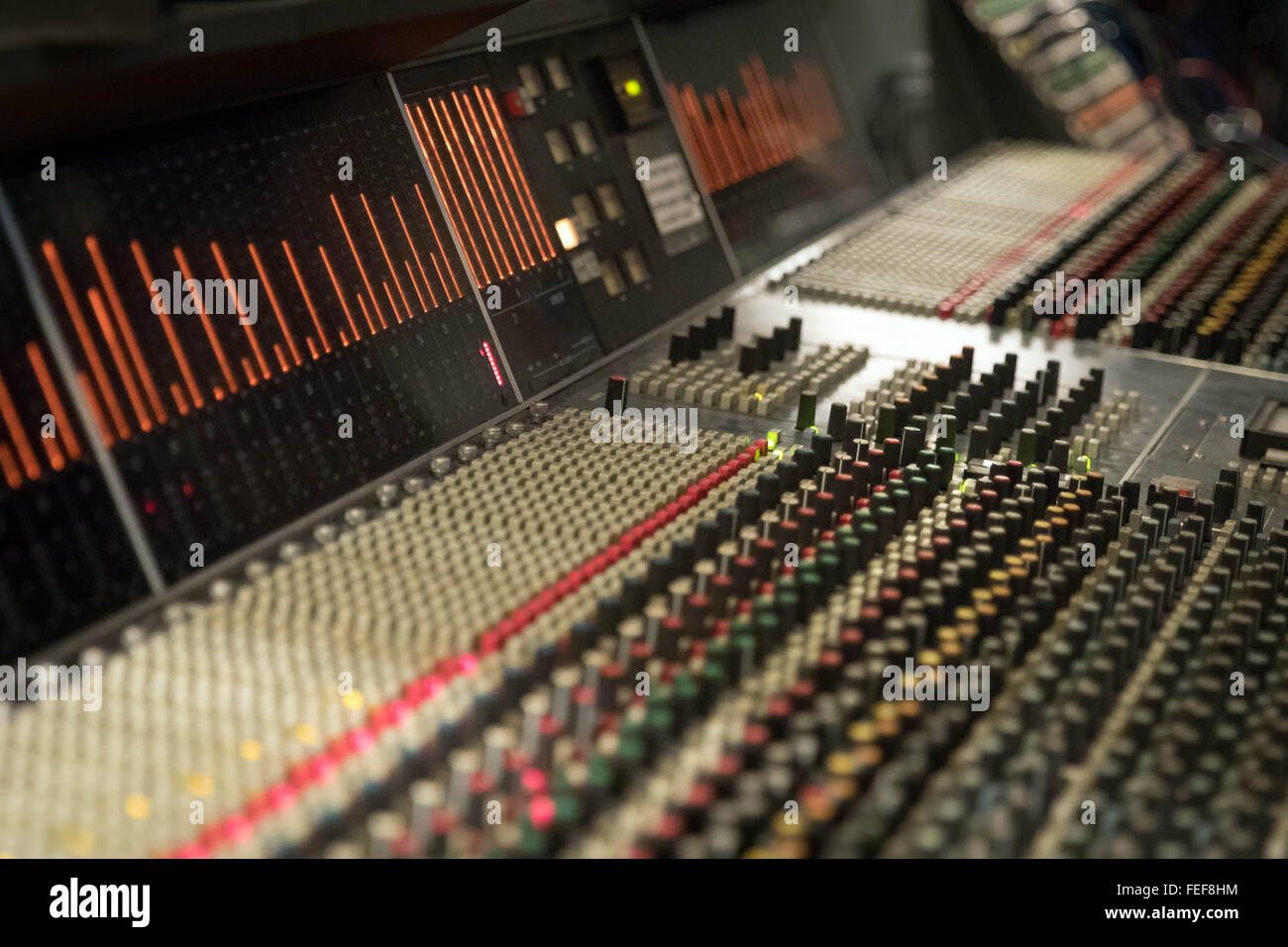 Recording equipment and the mixing desk at Parr Street Studios in