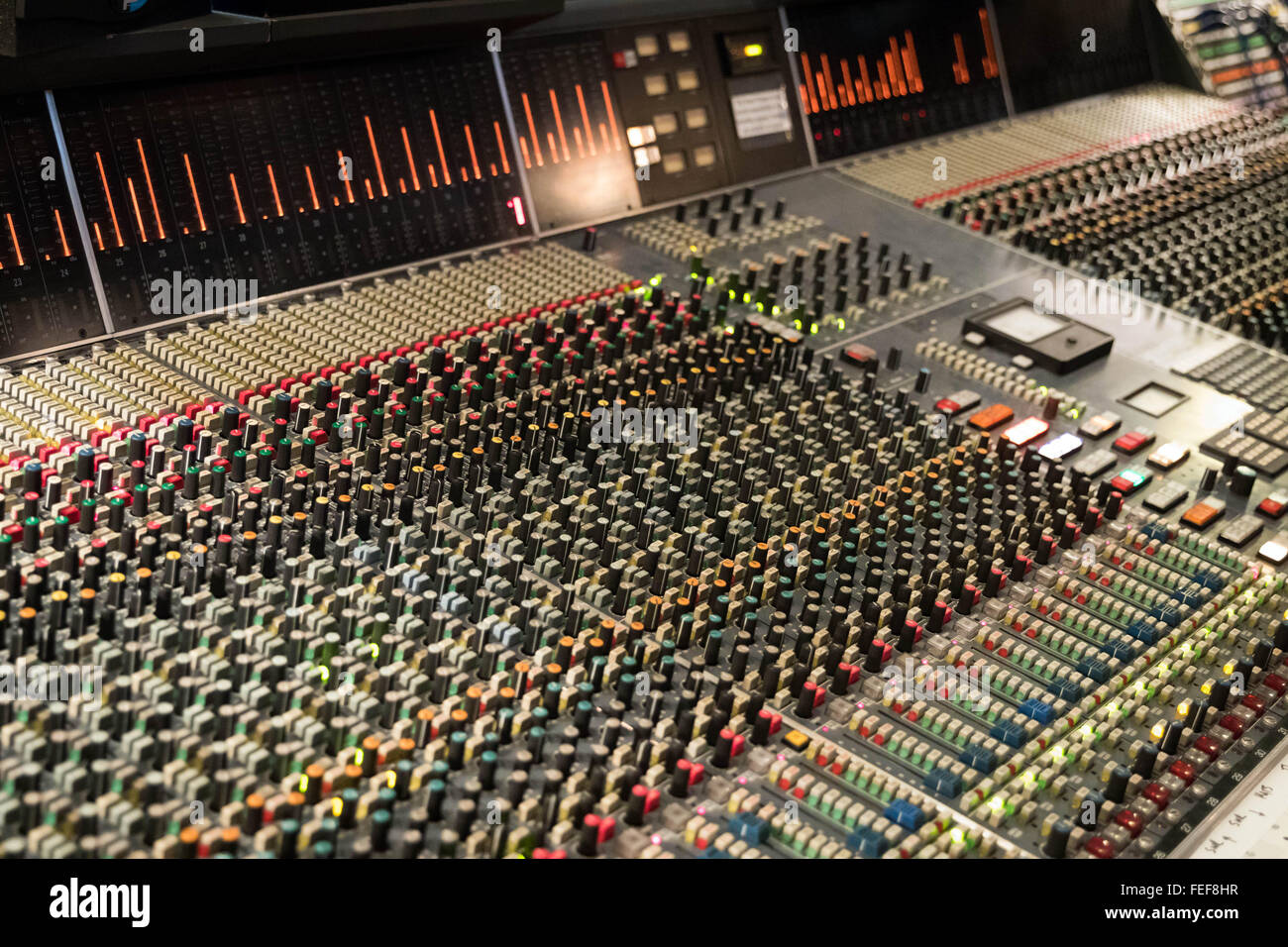 Recording equipment and the mixing desk at Parr Street Studios in Liverpool Stock Photo