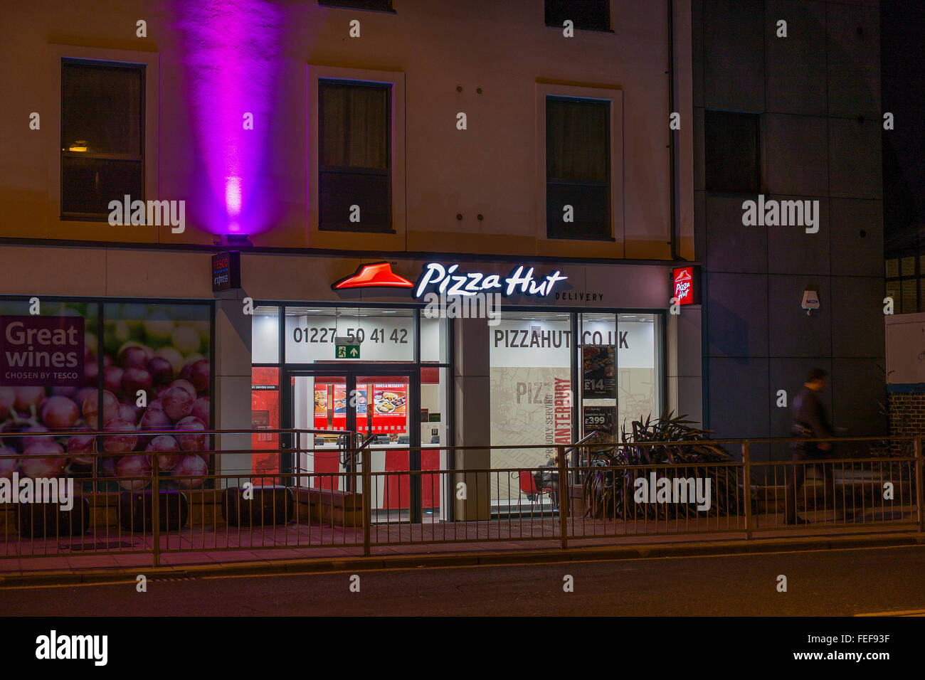 Pizza Hut Delivery Night Time Canterbury Kent UK Stock Photo