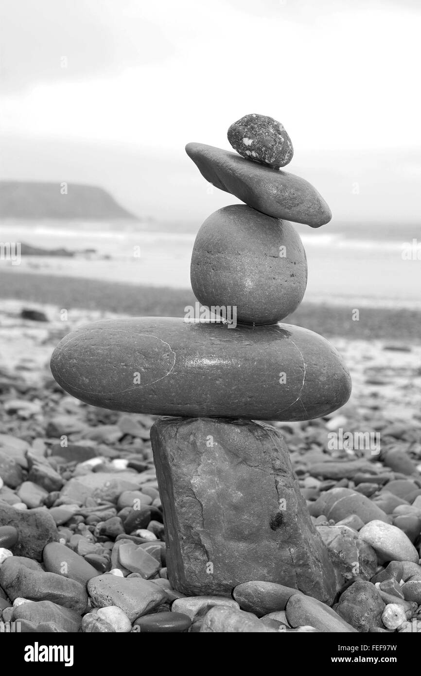 Stones on top of each other Black and White Stock Photos & Images - Alamy