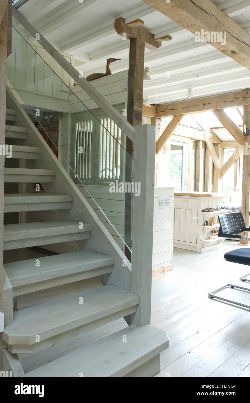 Wooden Staircase In New Build Painted Stairs White Painted