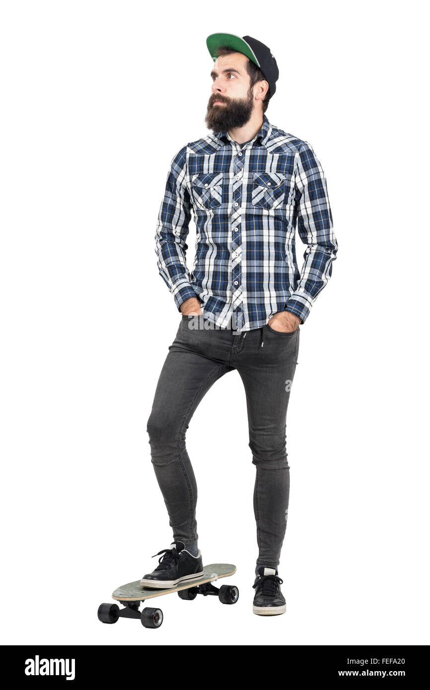 Confident bearded hipster wearing 