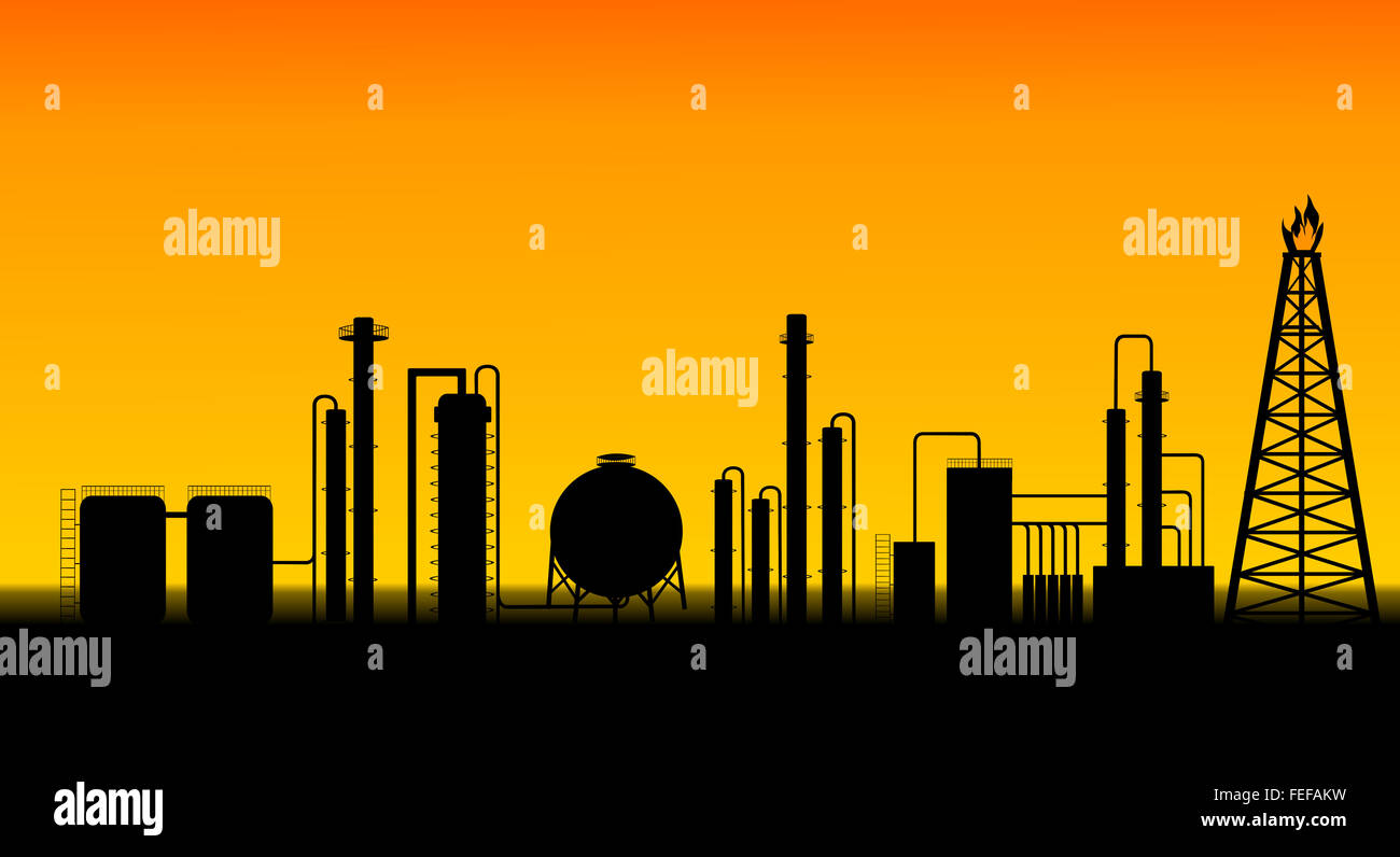 Chemical plant and oil refinery illustration Stock Photo