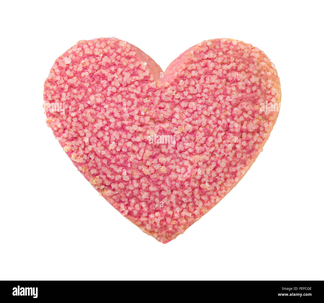 Valentine Heart Shaped Cookie with Sugar Sprinkles. The image is a cut out. Stock Photo