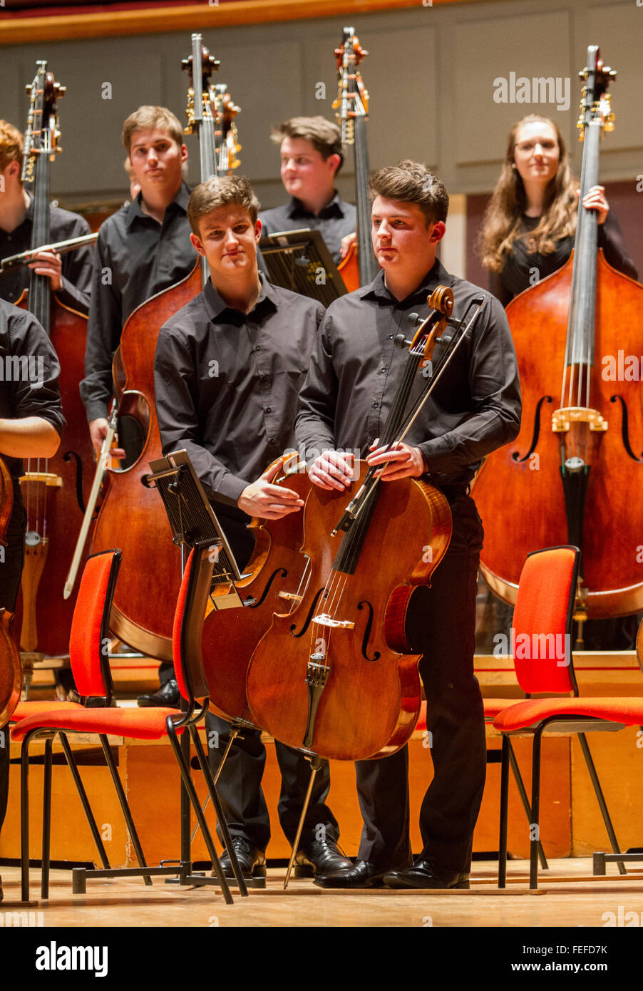Cellists in a concert Stock Photo