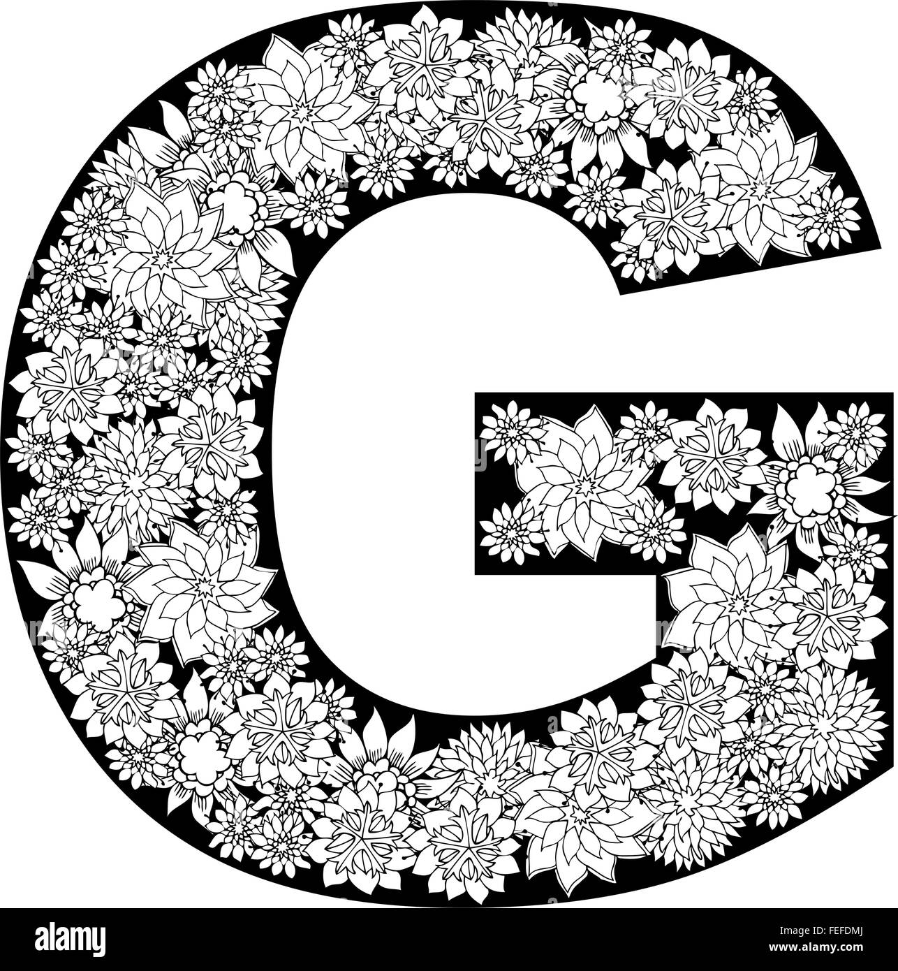 Hand drawn floral alphabet design. Letter G Stock Vector Image & Art ...