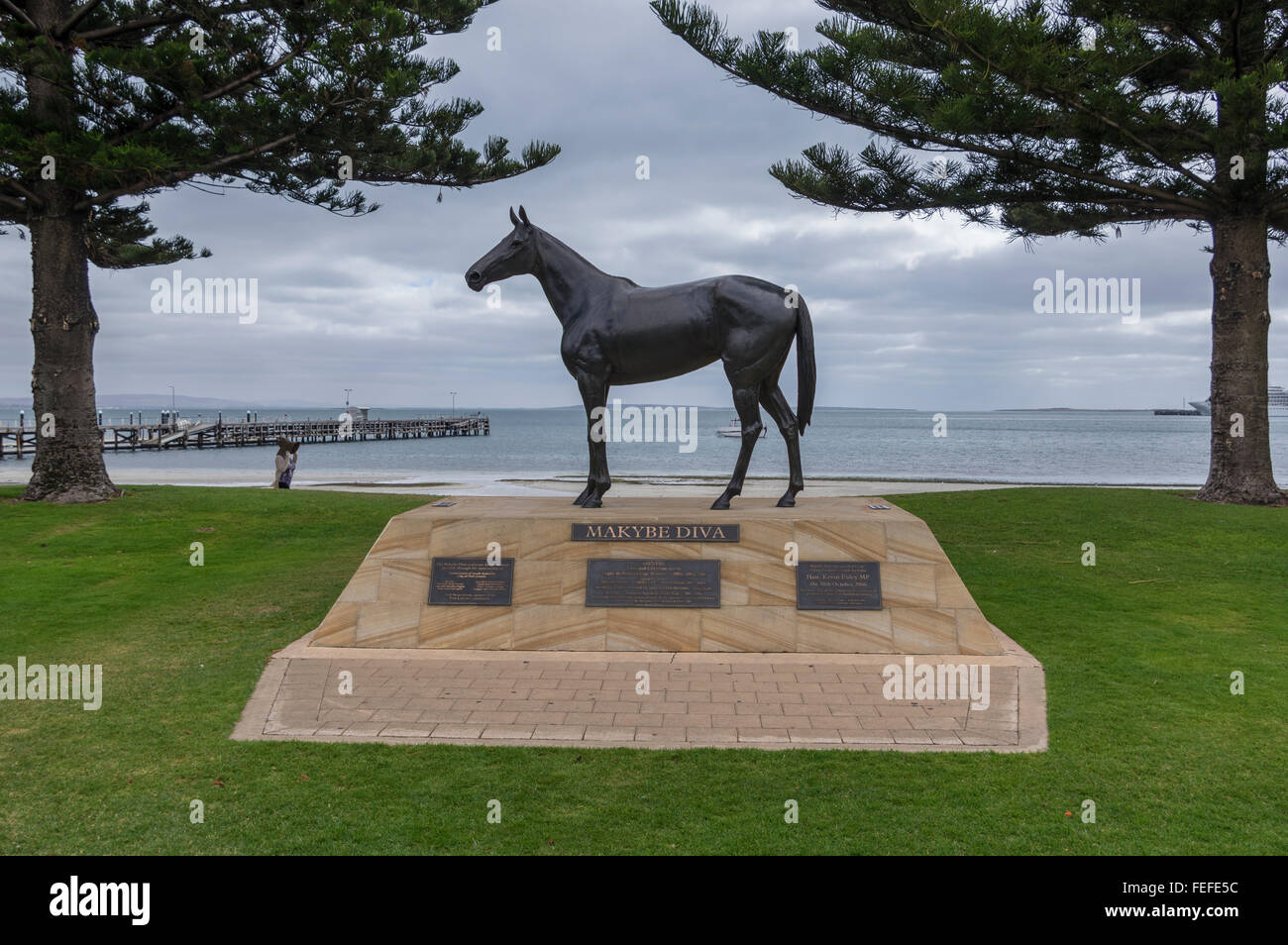 Statue of Makybe Diva, one of the most successful racehorses in Australian horse racing history. Port Lincoln, South Australia. Stock Photo