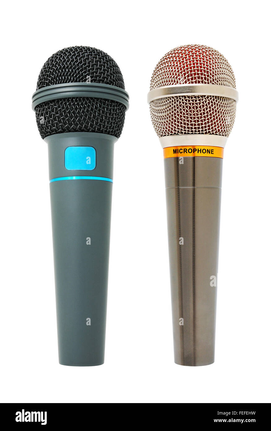 Dynamic microphones for a sound recording isolated on a white