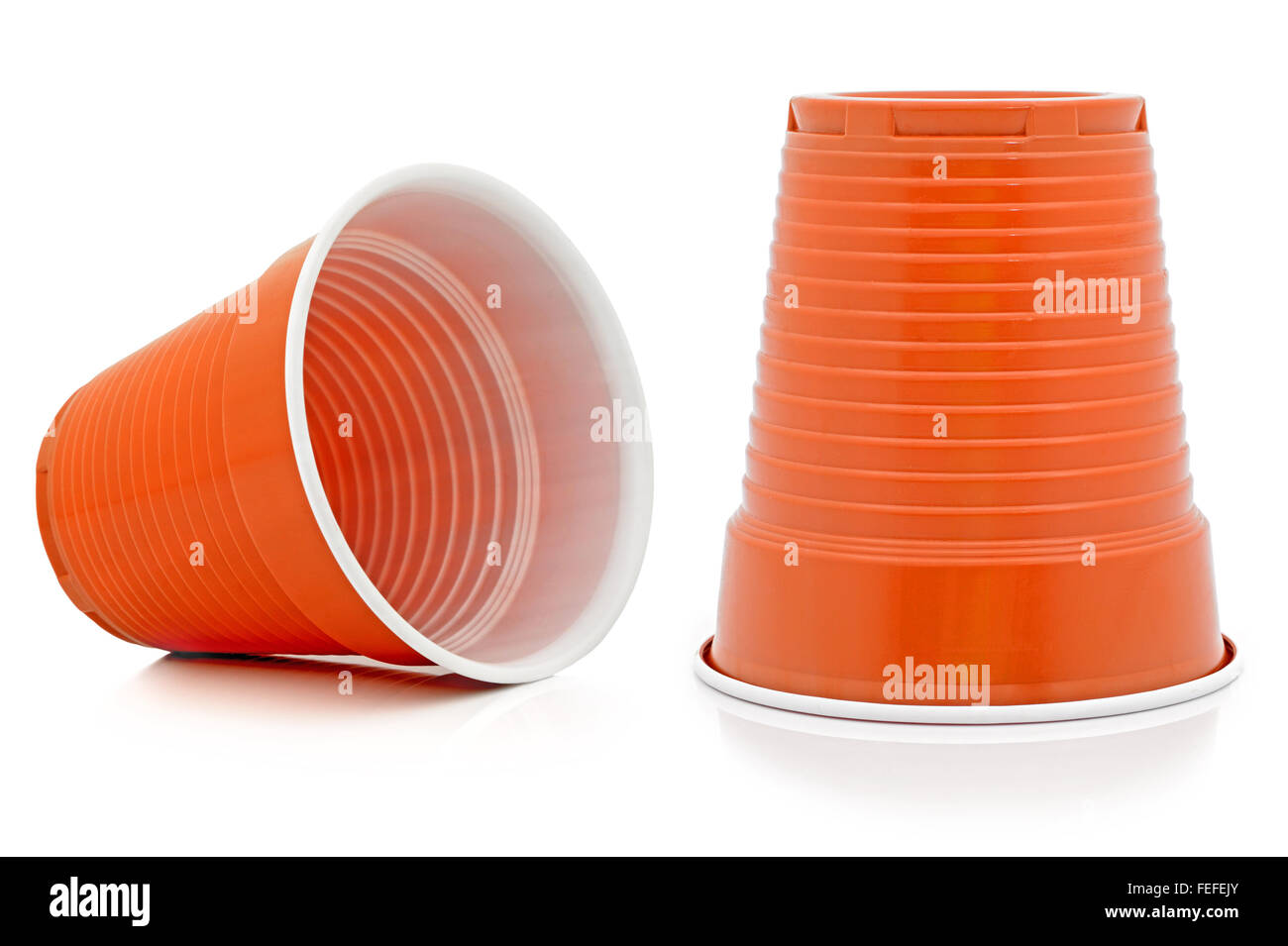 Disposable plastic glass for coffee isolated on a white background. Set ...