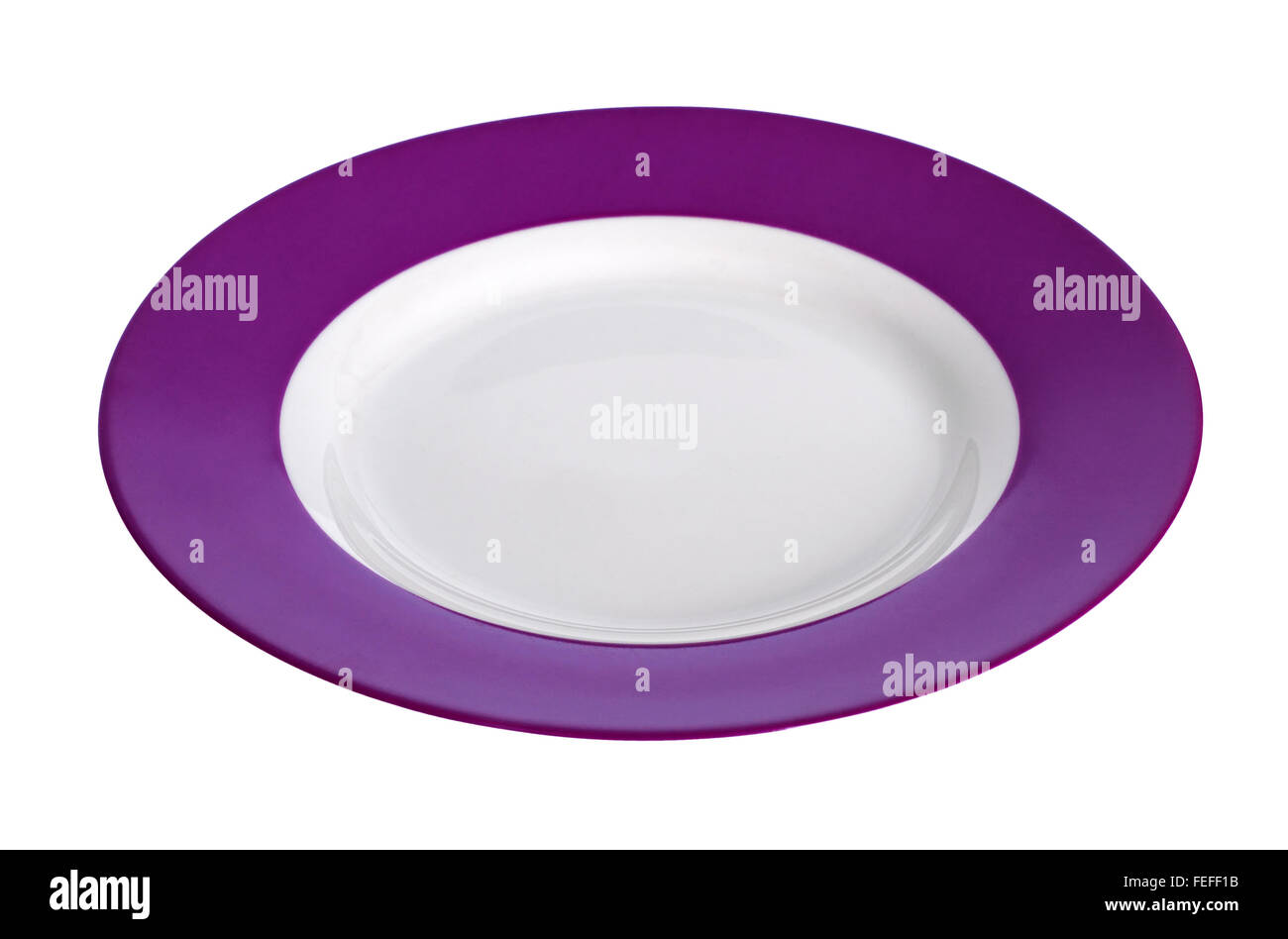 Violet plate isolated on the white background Stock Photo