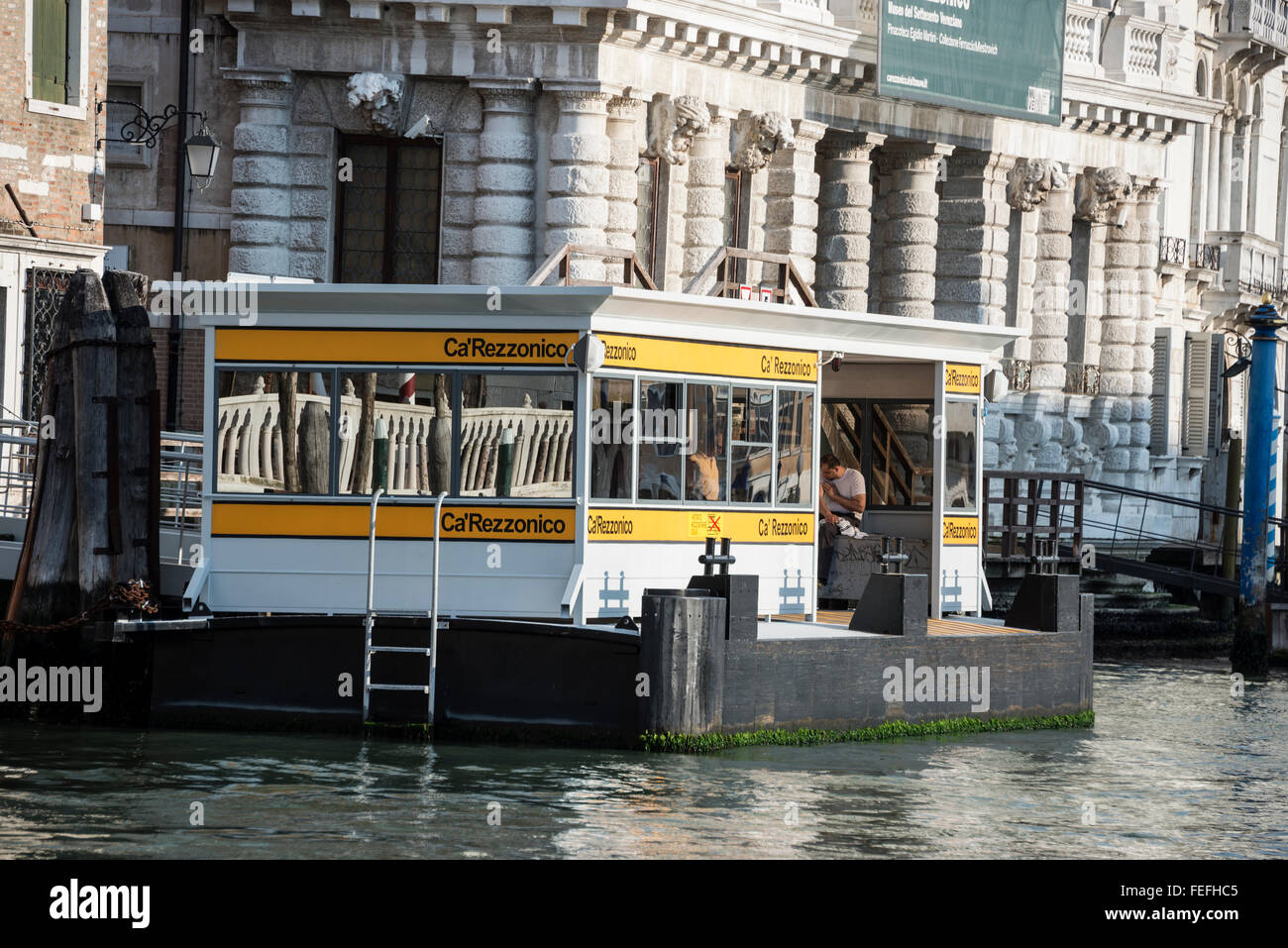 One of the water bus stops ( Ca Rezzonico) on the Canale Grande ( Grand Canal) in Venice, Italy Stock Photo