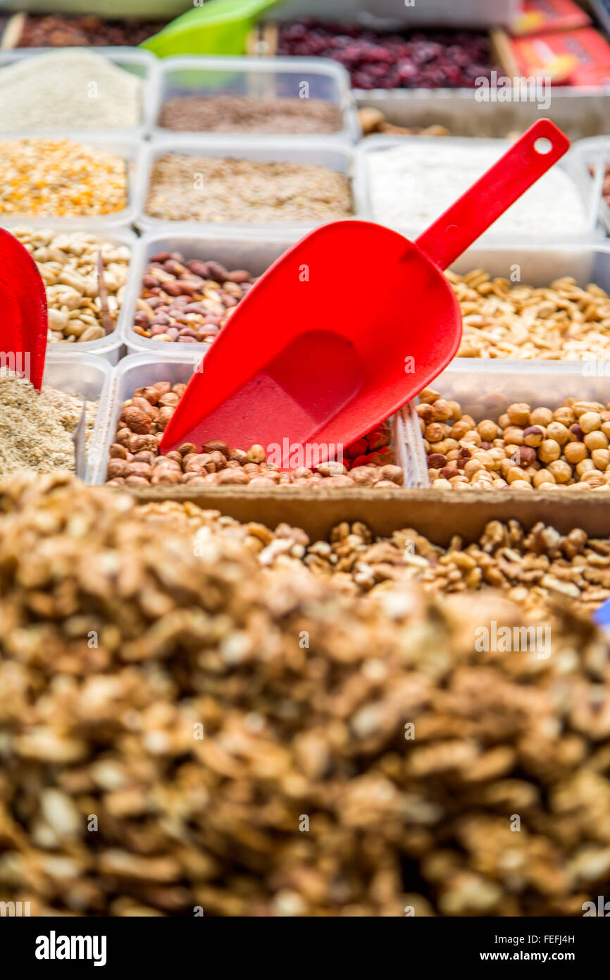 Nuts on market Stock Photo Alamy