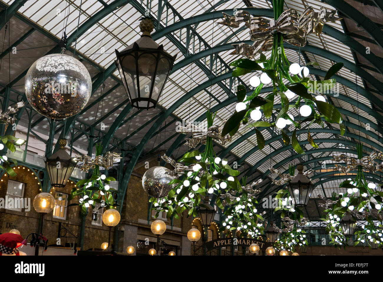 Christmas decorations in Covent Garden, London, United Kingdom Stock