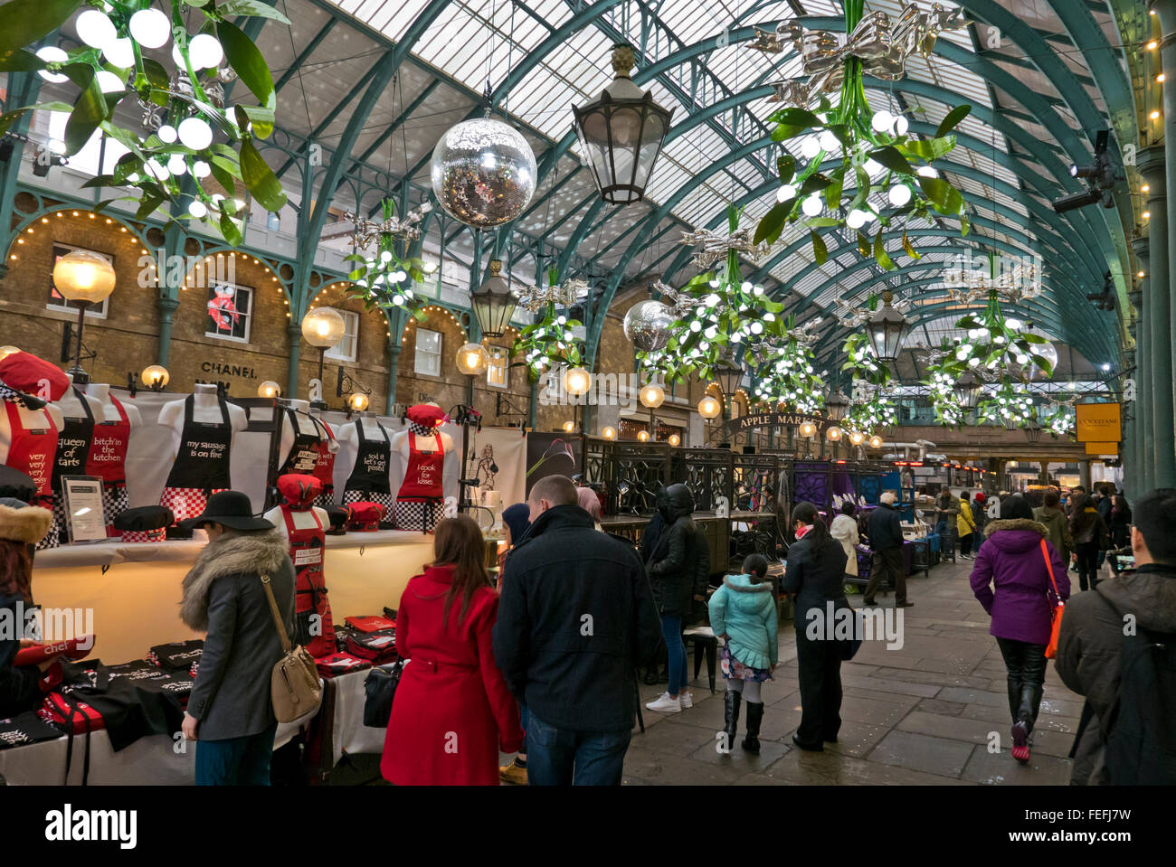Christmas decorations in Covent Garden, London, United Kingdom Stock