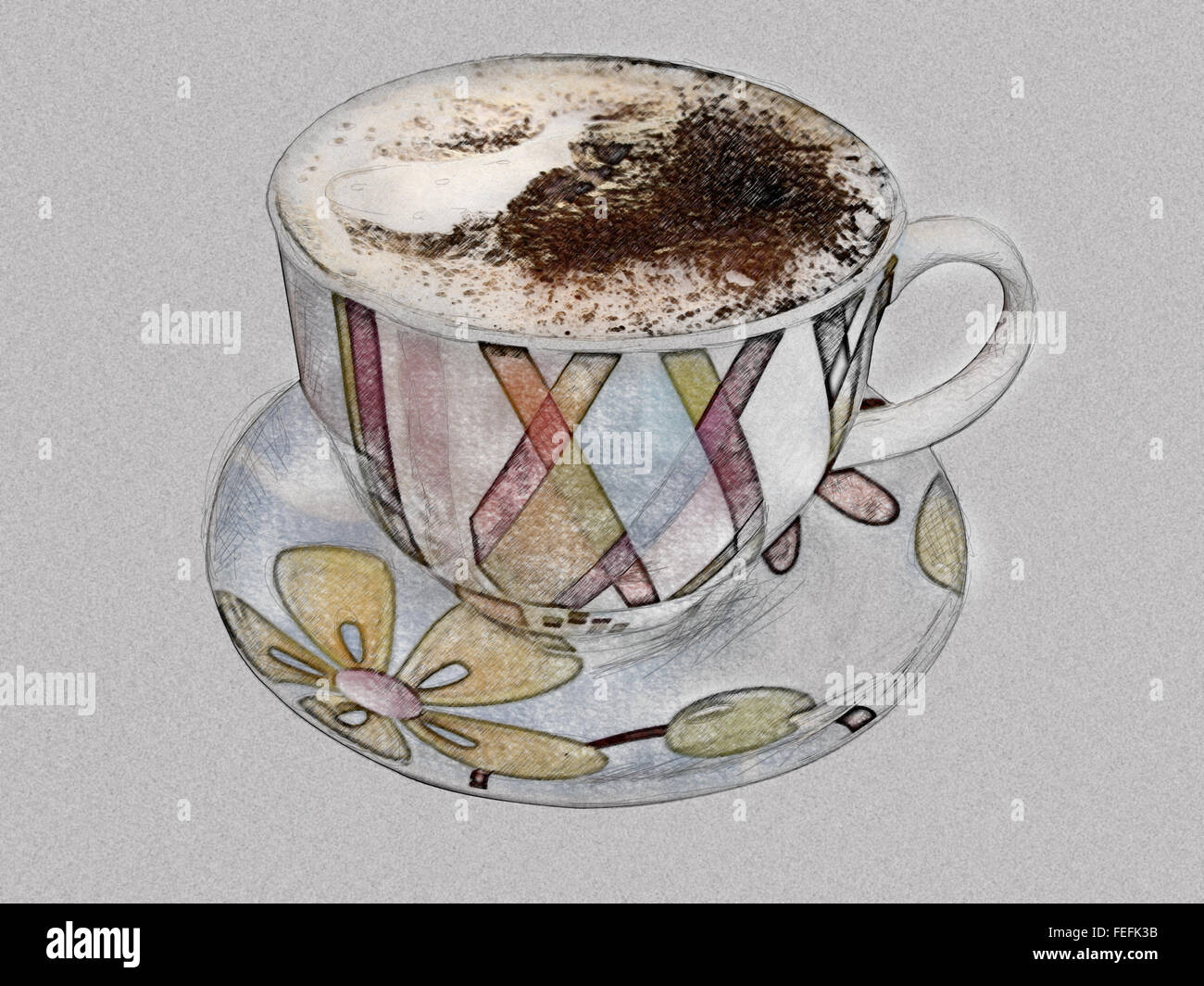 Cup of coffee with a chocolate bar. Pencil isolated illustration for cafes  design, menu design and cookbooks. 56574645 PNG, image size:1300x1064