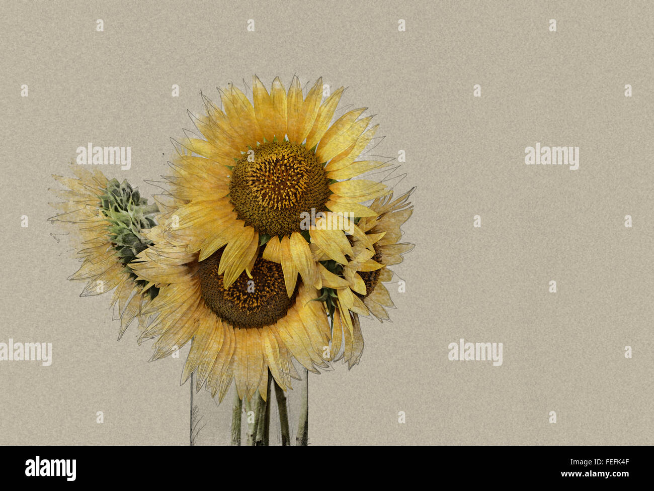Bouquet of bright sunflowers in vase Stock Photo - Alamy
