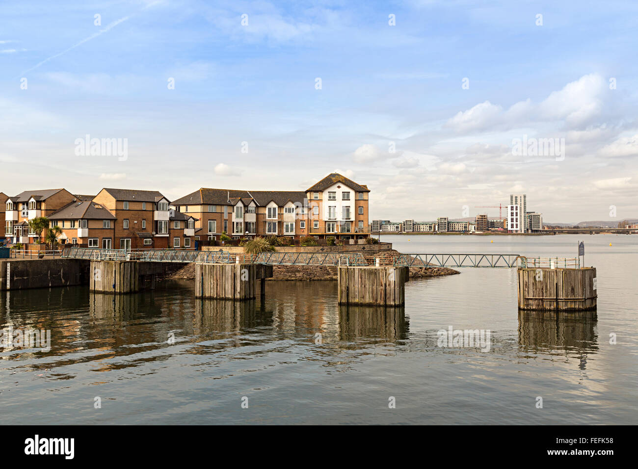 Houses on point of marina, Penarth, Cardiff Bay, Wales, UK Stock Photo
