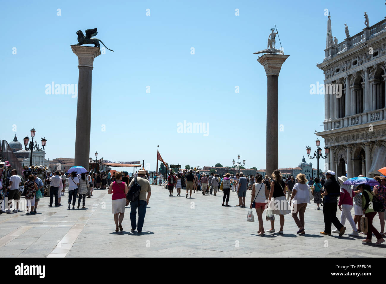 The two columns of the Lion of Venice and St Theodore on Plazza San ...