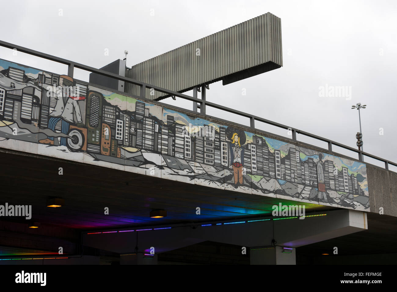 A mural on the Ringway flyover in Gosford Street, Coventry, UK Stock Photo