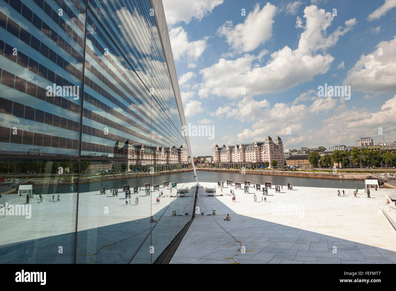 OSLO, NORWAY - JULY 09: View on a side of the National Oslo Opera House on July 09, 2014 in Oslo, Norway Stock Photo